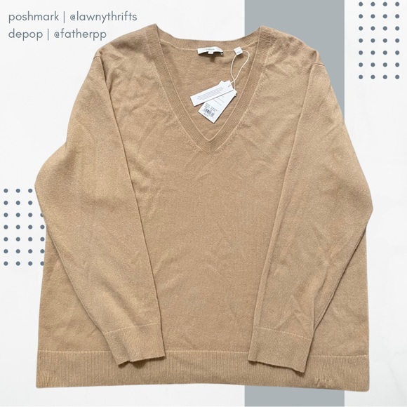 VINCE Women's XXL V-neck 100% Cashmere Sweater NWT $325